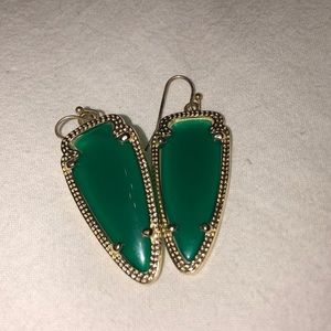 Kendra Scott green dangly earrings